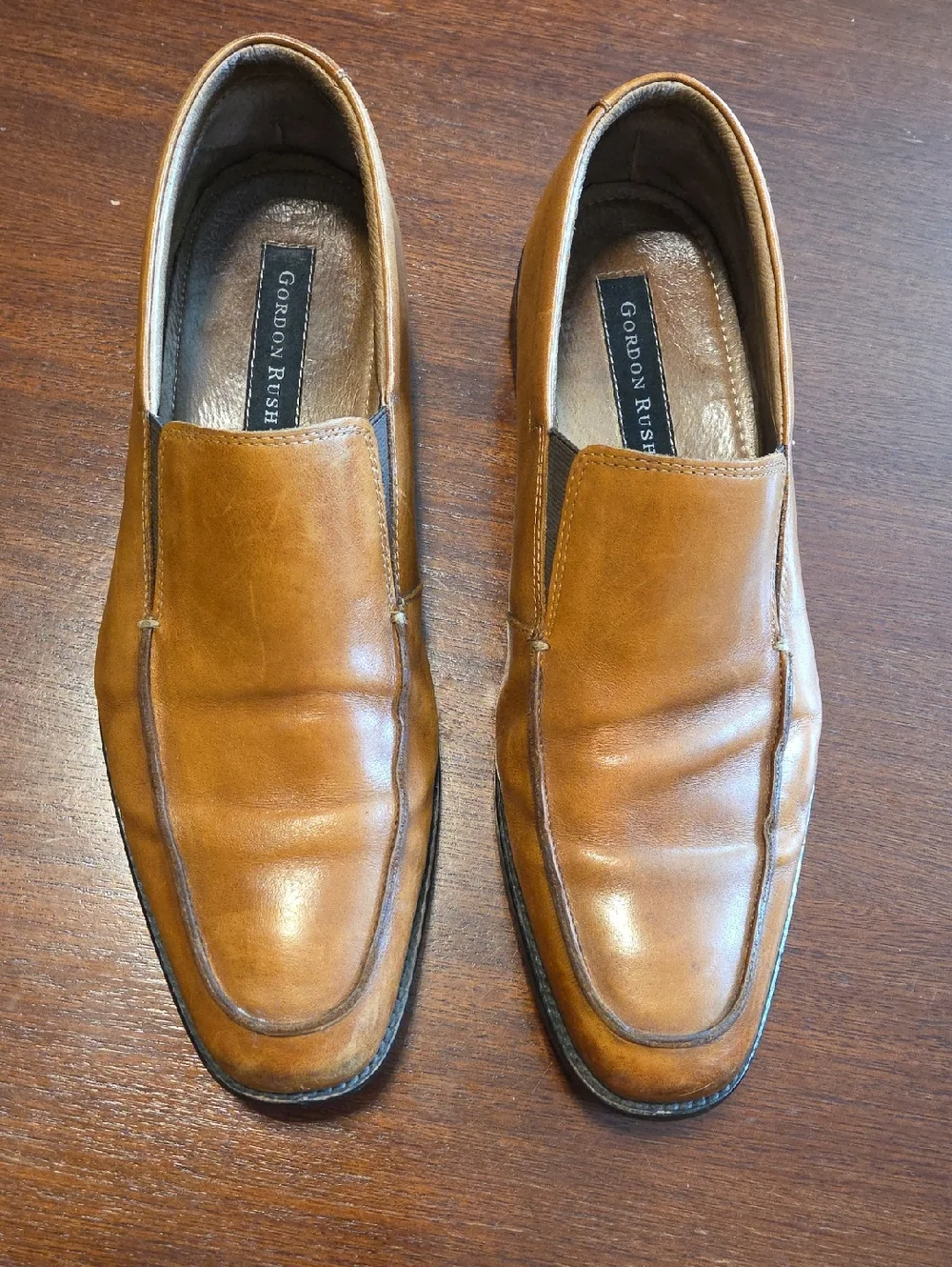 MEN'S GORDON RUSH MARLOW LEATHER SLIP ON SHOES BROWN TAN 10
